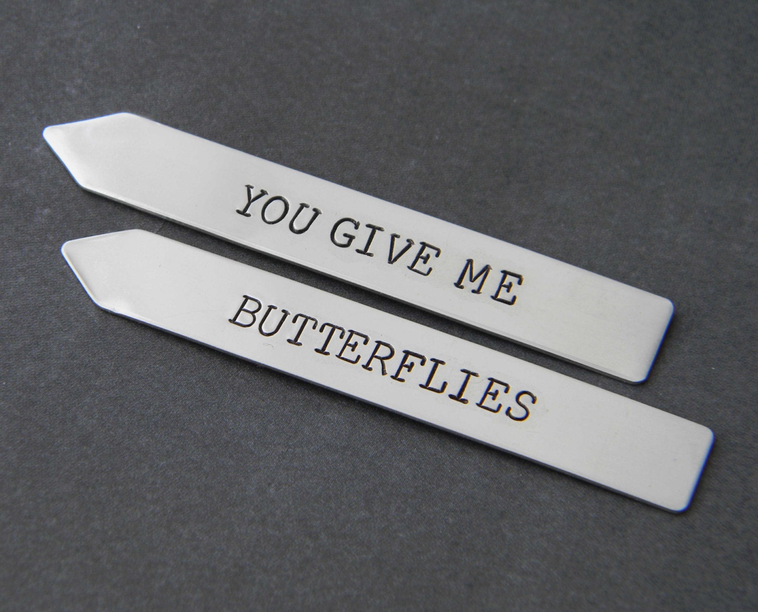 Sterling Silver Personalized Hand Stamped Collar Stay