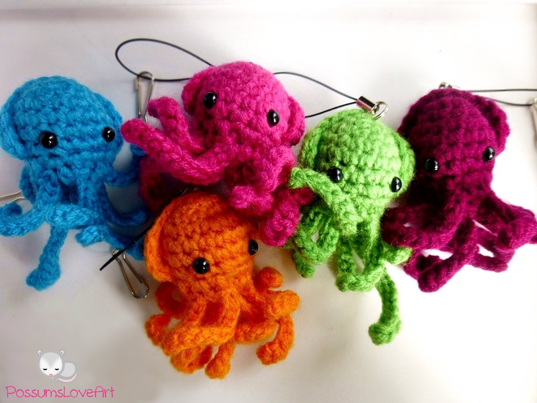 Amigurumi Crochet Squid Keychain