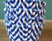 Blue Chevron Cupcake Liners - Set of 40 - Chevron Baking Liners
