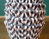 Gray Chevron Cupcake Liners - Set of 40 - Chevron Baking Liners