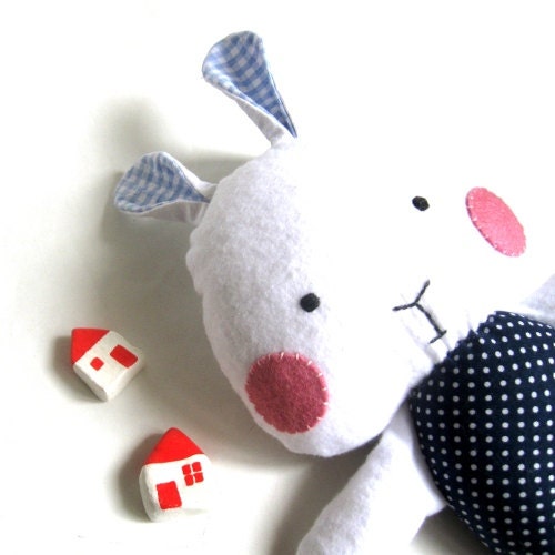 Bunny rabbit stuffed bunny soft toy rag doll bunny stuffed toy stuffed rabbit softie bright colors navy blue white 31 cm 12"