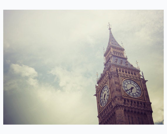 Big Ben photography, England, London, travel wall decor, 5x7 print - clock tower, victorian, drmatic, sky - Gloomy Days of London