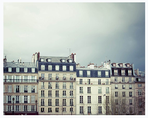 Paris photography - After the Rain - French architecture, windows, balcony, sky, shabby chic, spring - 8x10 print