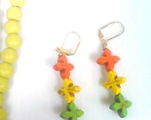 Orange Yellow and Green Earrings