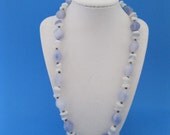 Chunky Bead Necklace Light Blue Violet Tones Vintage