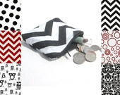 Change Purse. Small Pouch. Fabric Wallet. White Red or Black Choices. Zipper Closure. Fabric Lined. Spring Line.