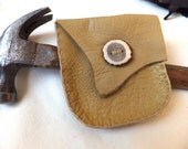 Beige Leather Belt Pouch with Antler Button