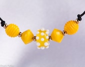 Yellow Lampwork Glass Necklace, Daffodil Yellow Glass Beads, Springtime Yellow - CPArtistic