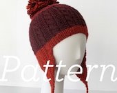 Knit Hat Pattern // Gingerbread Icing Ear Flap Hat - pattern only - PDF