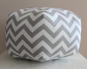 18" Ottoman Pouf Floor Pillow Grey White Zig Zag Chevron