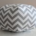 18" Ottoman Pouf Floor Pillow Grey White Zig Zag Chevron