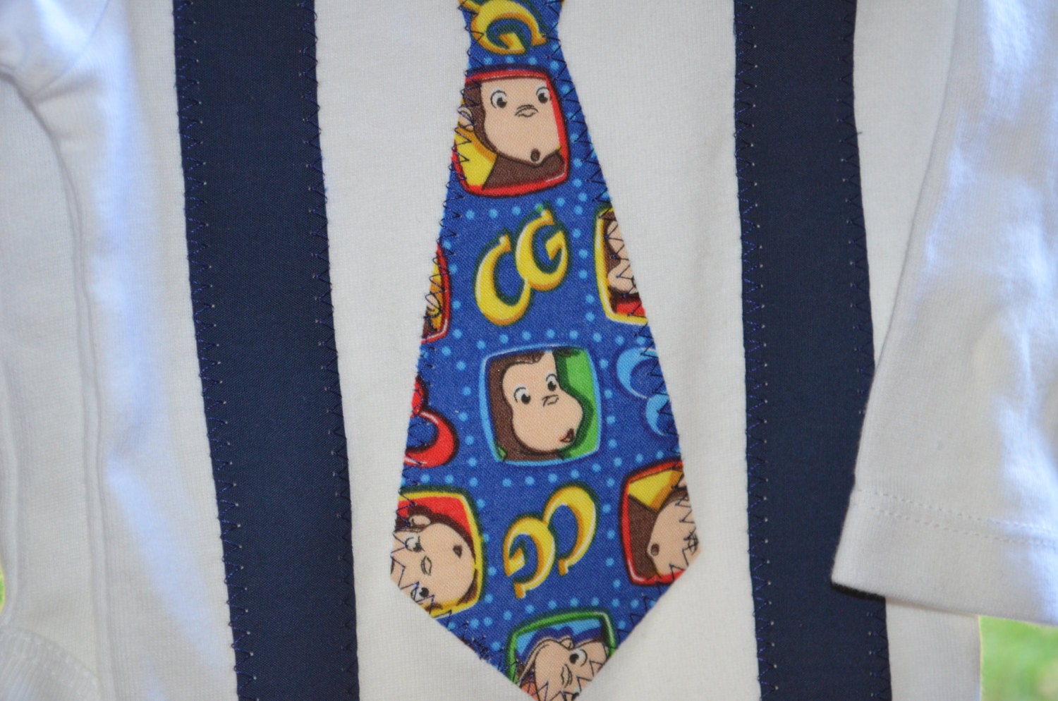 New Easter Spring Baby Boy Tie Onesie and Suspenders Curious George Monkey Blue Red Yellow Green Photo Prop Birthday Outfit
