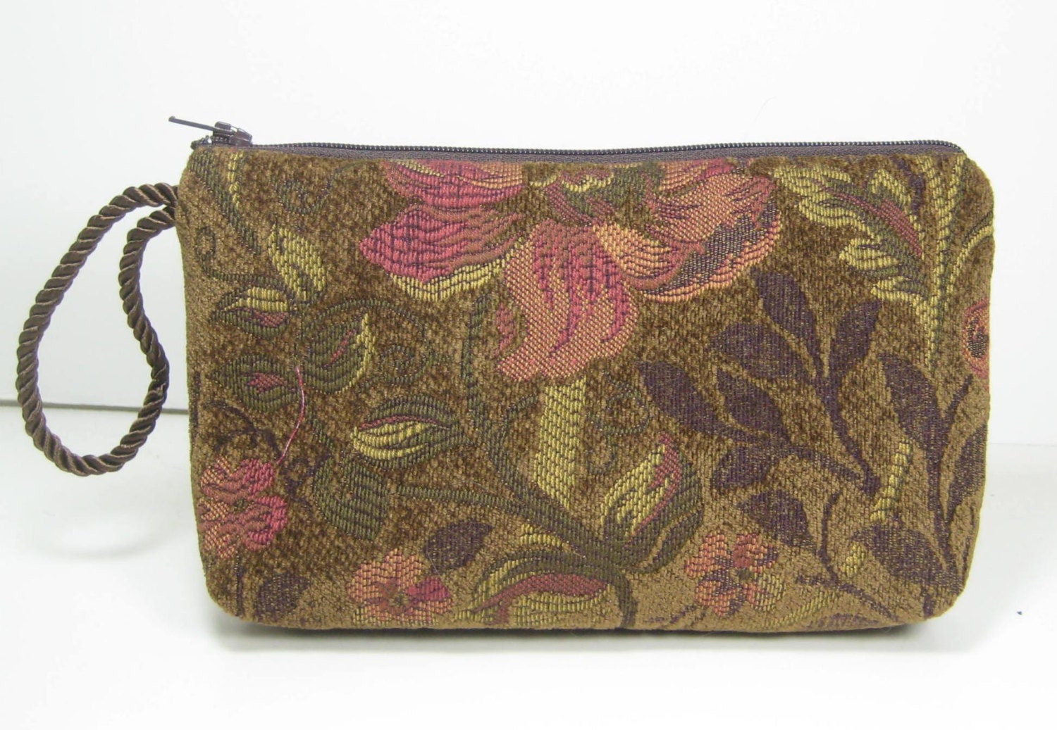Soft Brown and Mauve Floral, Montego Pouch