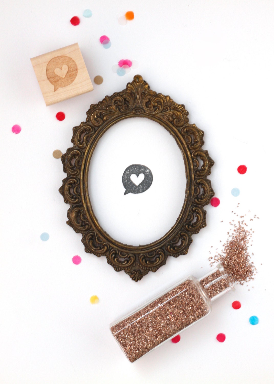 Heart Bubble Rubber Stamp