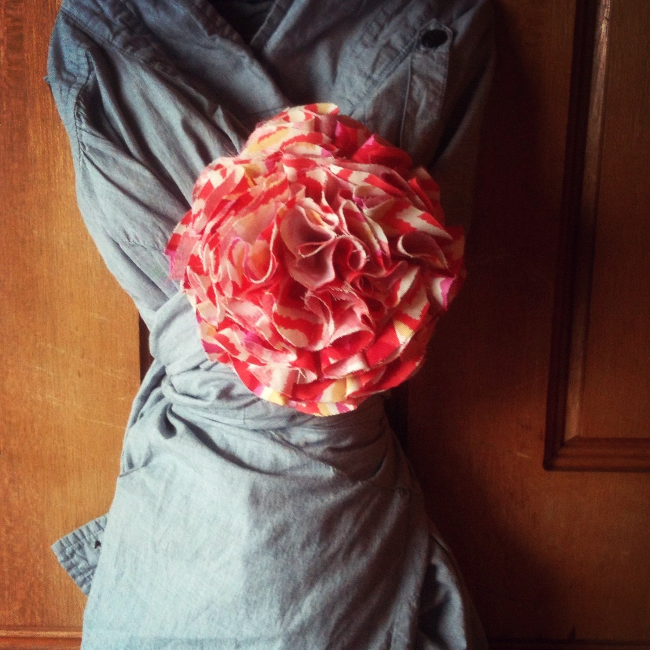 Chevron, Brooch, Bright, Tribal, Flower, Canvas, Pink, Yellow, Coral, Red, Large, Shabby, Chic, Stripes, Bold, Spring- Emblazon Me