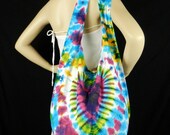 Heart Tie Dye Bag Purse Sling Messenger Crossbody Buddha Hobo Hippie Celebrity Top Zip OOAK VC12