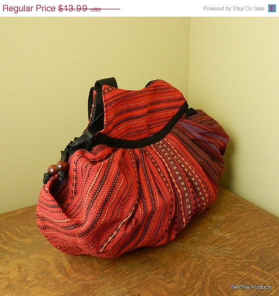 ON SALE Hand Woven Cotton Shoulder Bag Purse Tribal Ethnic - IKAT 4