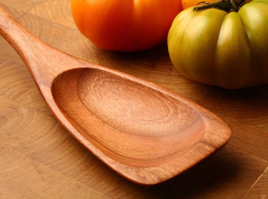 Hand made wooden roux spoon kitchen utensil of Cherry wood