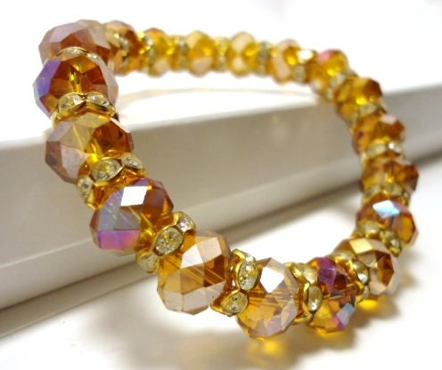 Topaz Crystal Stretch Bracelet, Crystal Bracelet Bridal, November Birthstone Bracelet