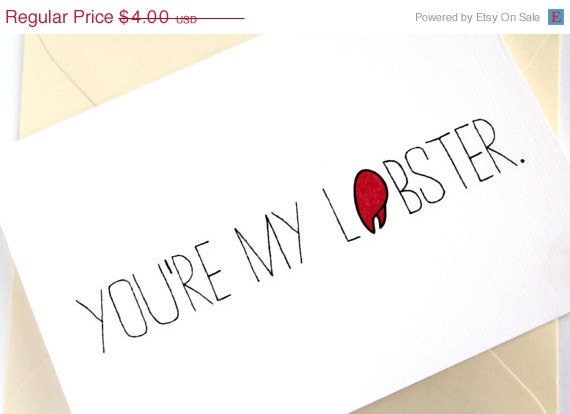 SALE Valentines Card. FRIENDS quote. Love Card- Lobster