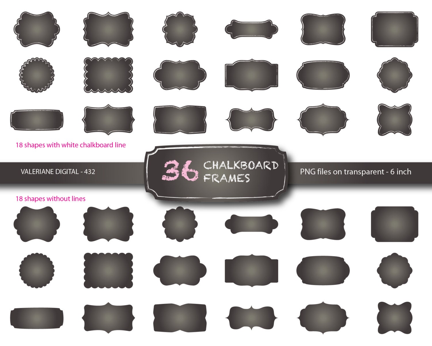 36 Chalkboard labels, digital chalkboard clipart, and  chalk clip art - INSTANT DOWNLOAD Pack 432