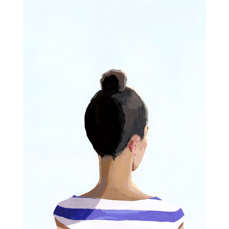 hair art - bun print - "Top Knot 20"
