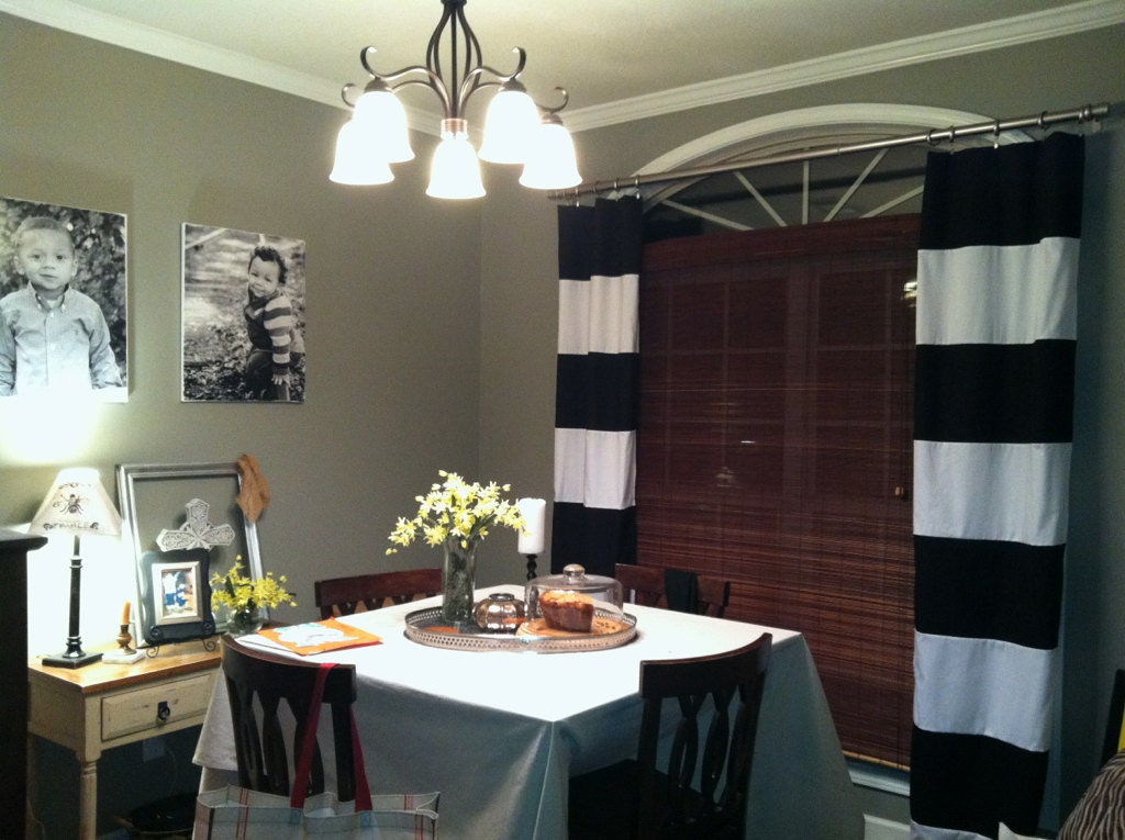 Custom Horizontal Striped Curtains - Set of Two 84" Panels - 35" wide - FULLY LINED -18 colors to choose from