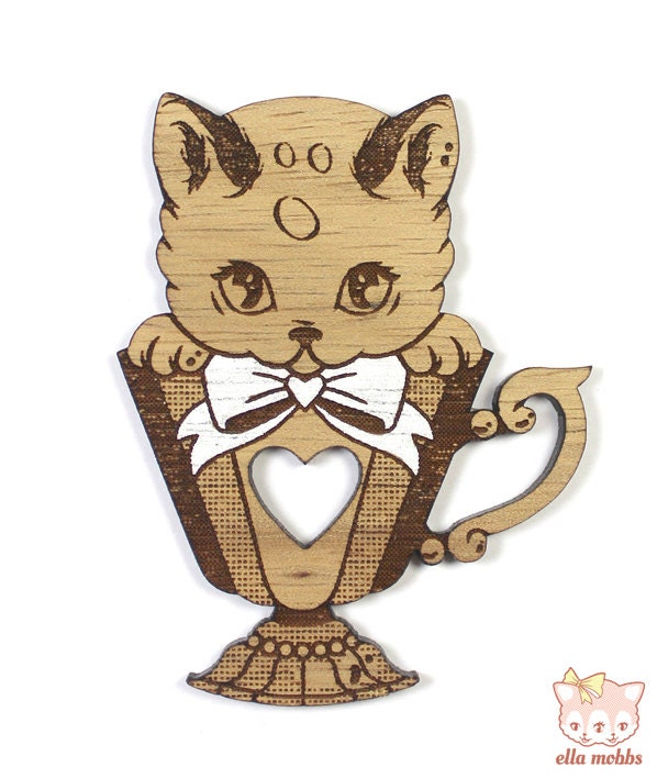 Kitten Teacup Brooch