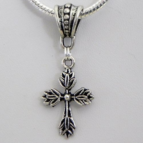 SILVER PLATE CROSS Dangle Charm,Dangle Charm,European,Bracelets,gift,jewelry,Jesus,Cross, Christian,Religion