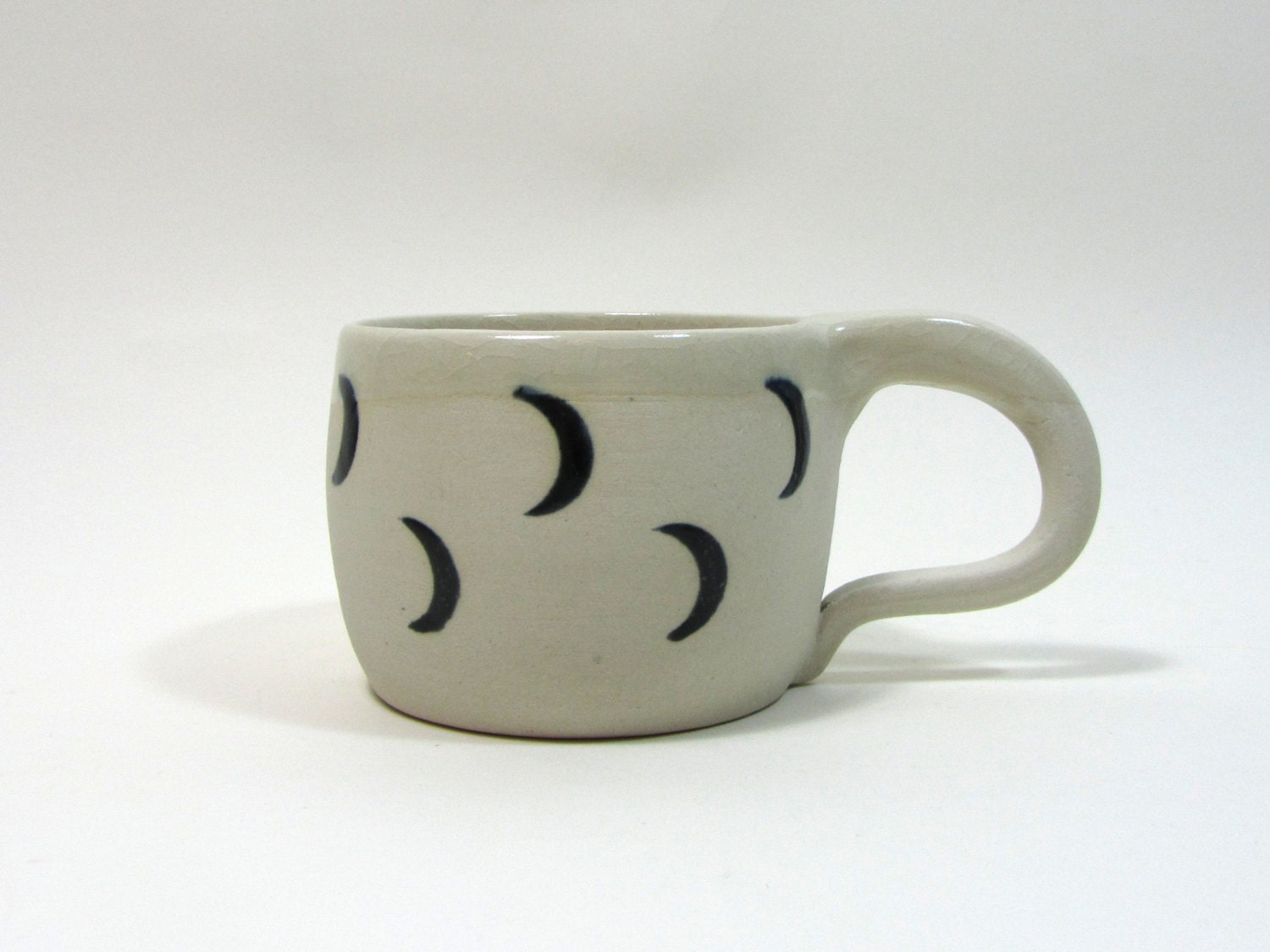 Crescent Moon Mug, black on unglazed