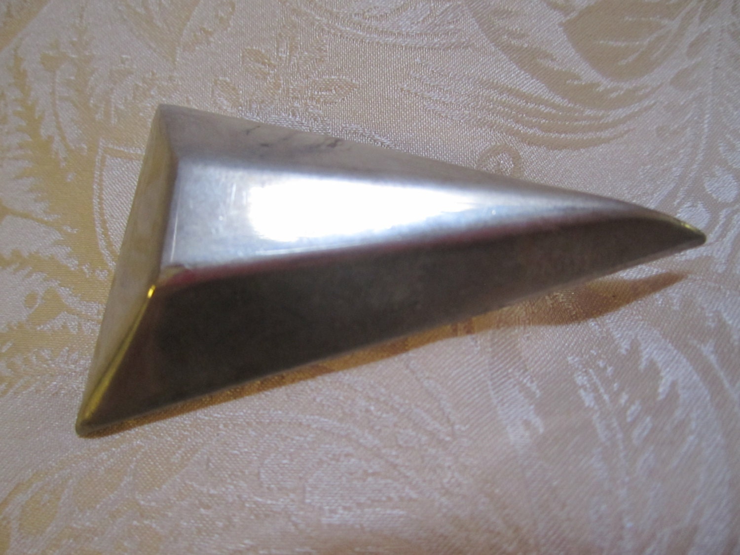 Abstract Triangle Brooch Modernist Geometric Silver Metal