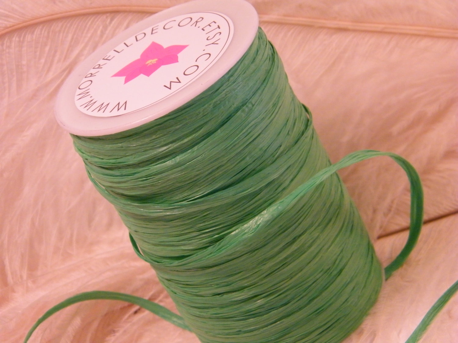 Raffia Ribbon - Lime Green Dark Mint - Gift Wrap Idea - Summer Spring  Wedding Decor Ribbon - Favor Box Ribbon - 1/4" - 100 yard spool