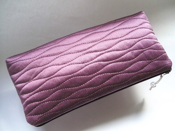 Mother of Bride Gift, Mother of Groom Gift, Wedding Clutch Magenta Haze Silk Fabric Cosmetic Bag Gift for Her