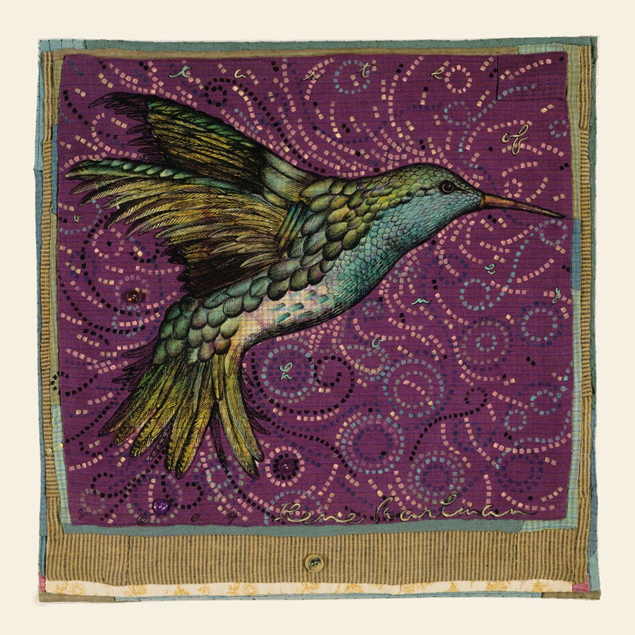 Hummingbird giclee print, 6" x 7.5"