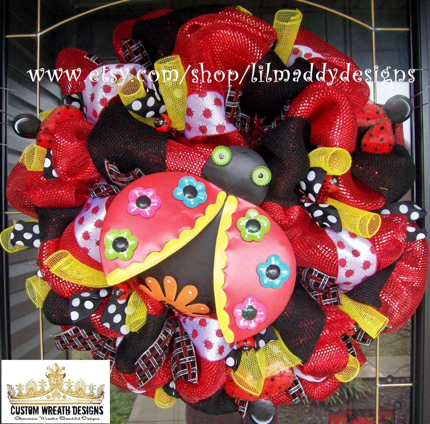 Whimsical Ladybug Polka Dot Wreath