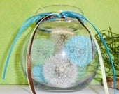 Terrarium,  Dandelion Seed Pod Terrarium,  A WORLD of WISHES,  With Wish Charm and Satin Ribbon