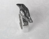 Enchanting Raven Ring Crow Bird Silver