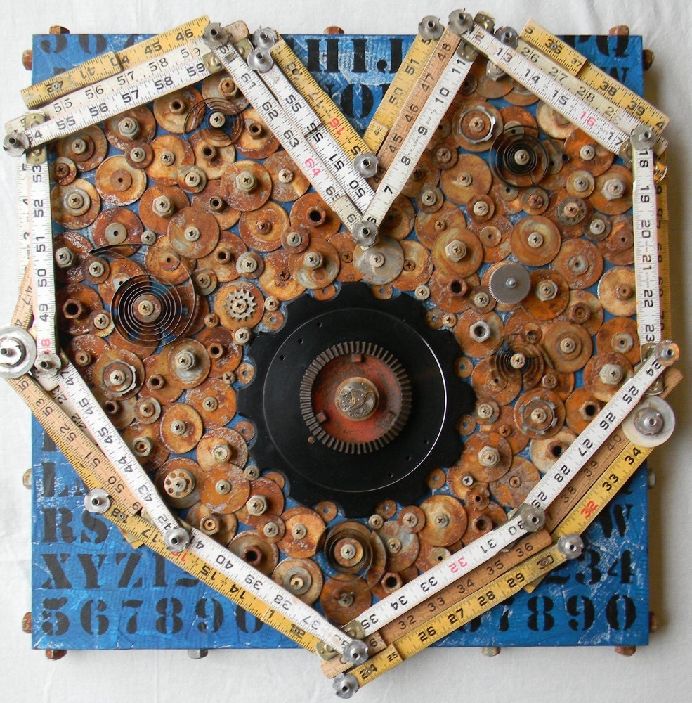 Recycled Art Assemblage  -  "Nothin frilly about it"  -  Original Mixed Media