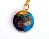Doctor Who Necklace Locket with Green Sonic Screwdriver