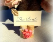 Coral Gold Place Card Holder, Set of 10 with Matching Blank Name Cards, Wedding or Bridal Shower Decor, Custom Colors Available