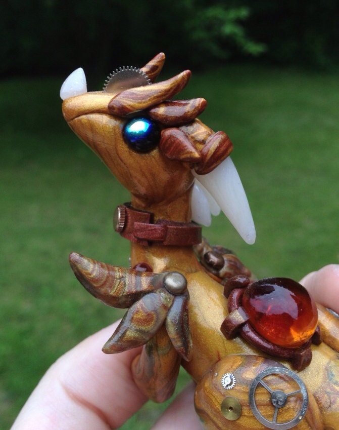 Steampunk Dragon Sculpture no. 1 - polymer clay