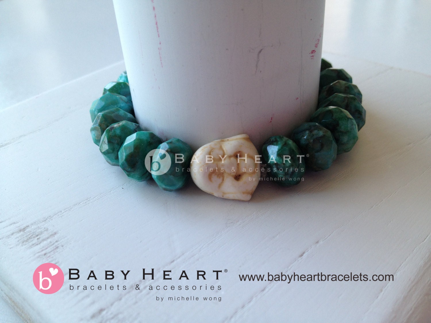 TURQUOISE AND WHITE buddha bracelet with howlite