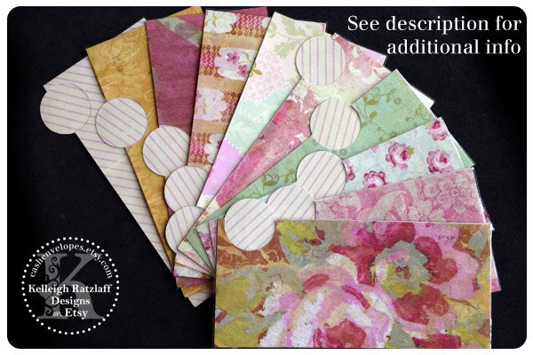 LAMINATED Cash Envelope System in Pink Roses (10 envelopes)