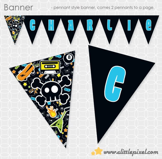 Rock'N Party Banner - Personalized Printable Il_170x135