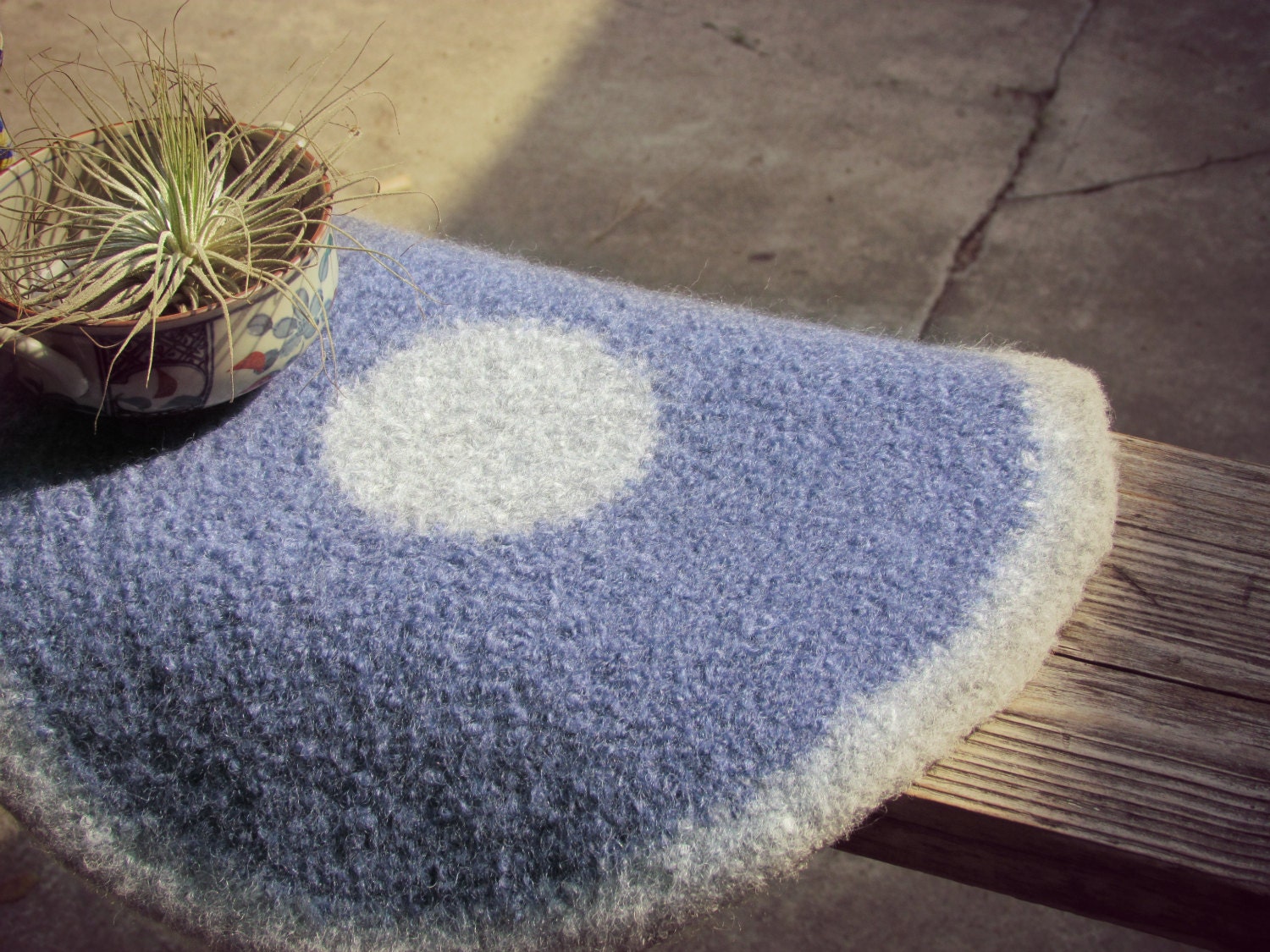 Wool felted placemat - denim blue and grey - Ocean colors - accent, home decor