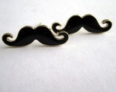 black and gold mustache earrings