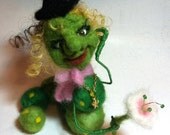 Wool Needle Felted Caterpillar with a Hat