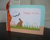 Easter Bunny Card, Chocolate Bunny in the Grass