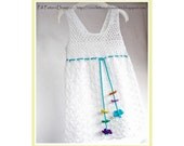 White Summer Lace Halter-Dress with flowers - Crochet Pattern - Instant Download Pdf