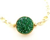Charm Bracelet, Resin Bracelet, Amazon Green, Glitter Bracelet, Gift, Gold Bracelet, Chain Bracelet, Summer Bracelet, Bridesmaid Jewelry